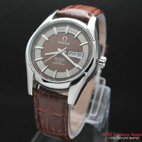 OMEGA DE VILLE HOUR VISION ANNUAL CALENDAR Steel on Brown Leather Strap OM77109