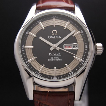 OMEGA DE VILLE HOUR VISION ANNUAL CALENDAR Steel on Brown Leather Strap OM77111