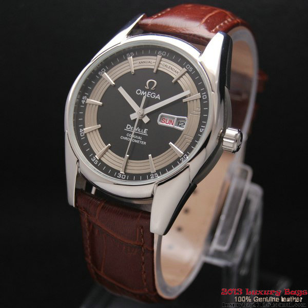 OMEGA DE VILLE HOUR VISION ANNUAL CALENDAR Steel on Brown Leather Strap OM77111