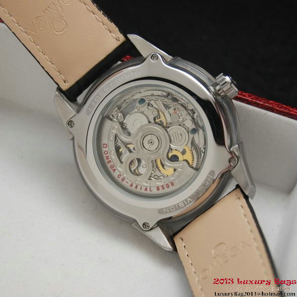 OMEGA DE VILLE Tourbillon Watches Steel on Black Leather Strap Om7008