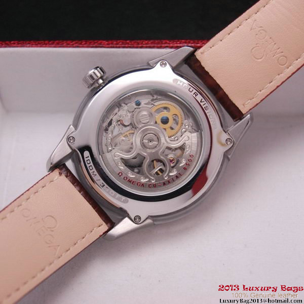 OMEGA DE VILLE Tourbillon Watches Steel on Brown Leather Strap Om7007