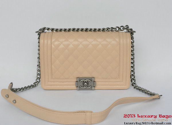 Boy Chanel Flap Shoulder Bag Classic Cannage Patterns A67086 Apricot