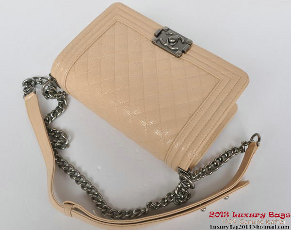 Boy Chanel Flap Shoulder Bag Classic Cannage Patterns A67086 Apricot