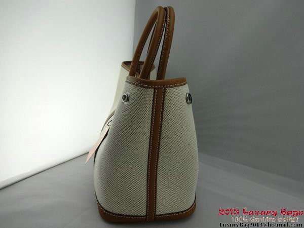 Hermes Garden Party 30CM Bag Fabric Light Brown