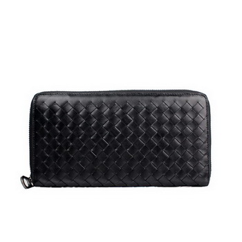 Bottega Veneta BV5017 Intrecciato Nappa Zip Around Wallet Black