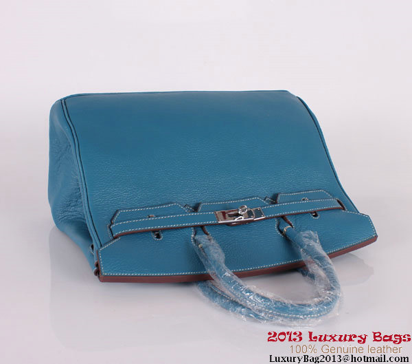 Hermes Birkin 35CM Tote Bag Clemence Leather H-35 Blue