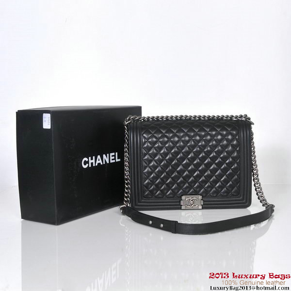 2013 Boy Chanel Flap Shoulder Bag Sheepskin Leather A37005 Black