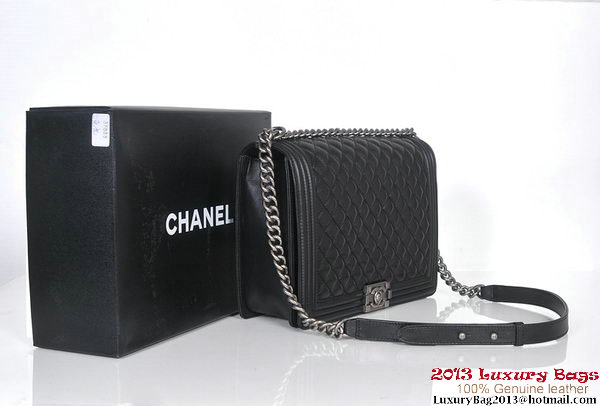 2013 Boy Chanel Flap Shoulder Bag Sheepskin Leather A37005 Black