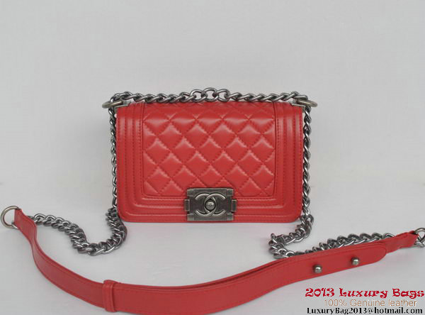 Boy Chanel Small Flap Shoulder Bag Sheepskin Leather A67086 Red