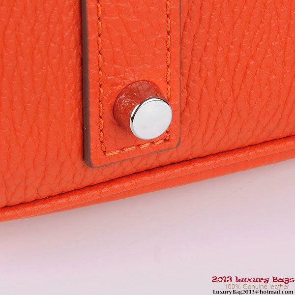 Hermes Birkin 30CM Tote Bags Orange Clemence Leather Silver