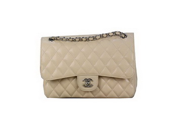 Chanel 2.55 Classic Flap Bag Apricot Original Cannage Patterns Leather Silver