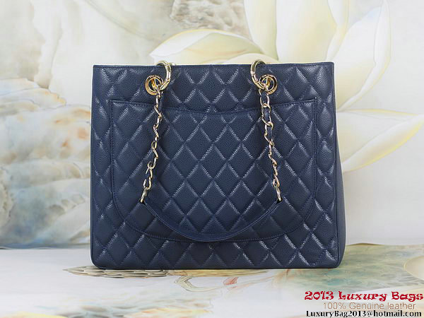 Chanel A50995 RoyalBlue Original Cannage Leather Shoulder Bag Gold