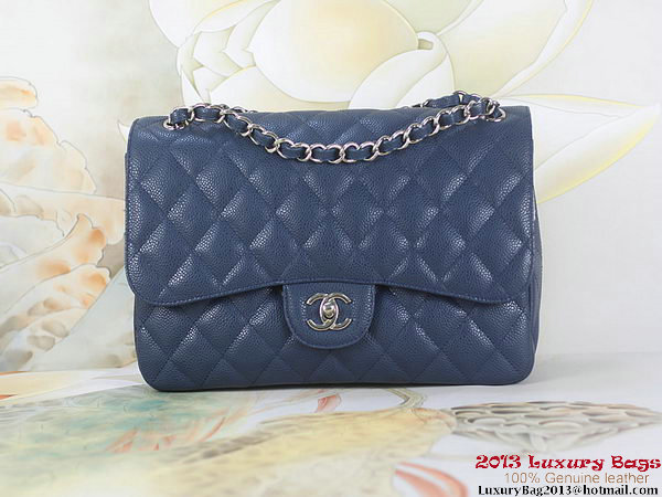 Chanel Classic Flap Bag RoyalBlue Original Cannage Patterns Leather Silver