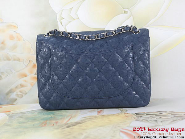 Chanel Classic Flap Bag RoyalBlue Original Cannage Patterns Leather Silver