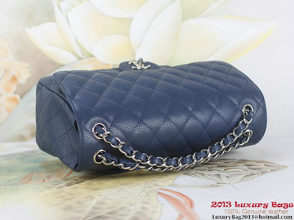 Chanel Classic Flap Bag RoyalBlue Original Cannage Patterns Leather Silver