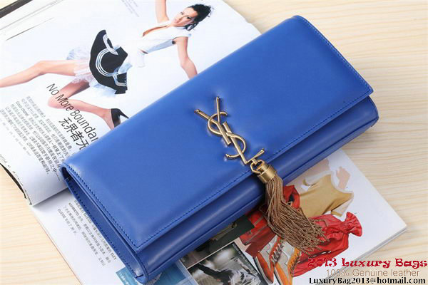 Yves Saint Laurent Classic Monogramme Tassel Clutch Bag Y041 Blue