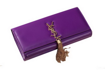 Yves Saint Laurent Classic Monogramme Tassel Clutch Bag Y041 Purple