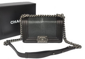 Boy Chanel Flap Shoulder Bag in Original Galuchat A66231 Black