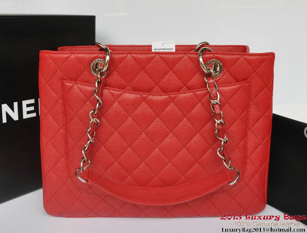 Chanel Classic Coco Bag GST Caviar Leather A36092 Red Silver