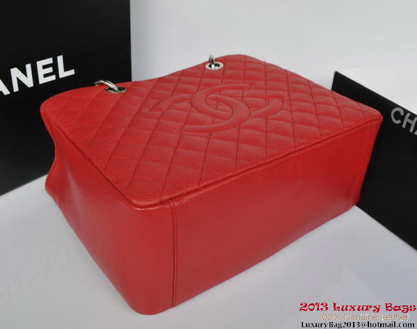 Chanel Classic Coco Bag GST Caviar Leather A36092 Red Silver