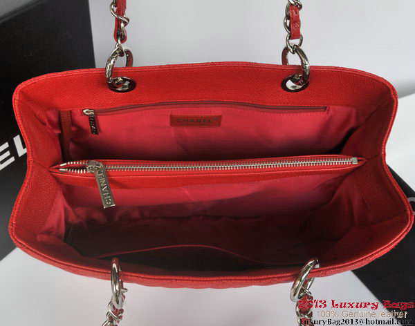 Chanel Classic Coco Bag GST Caviar Leather A36092 Red Silver