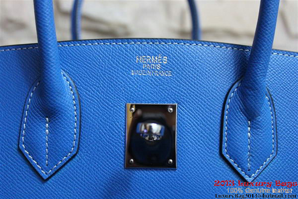 Hermes Birkin 35CM Tote Bag Blue Clemence Leather H6089 Gold/Silver