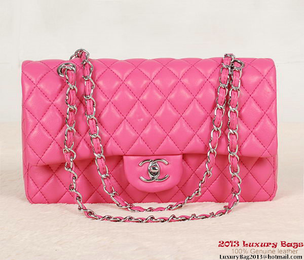 Chanel 2.55 Series Bag Rose Sheepskin Leather 1112 Silver