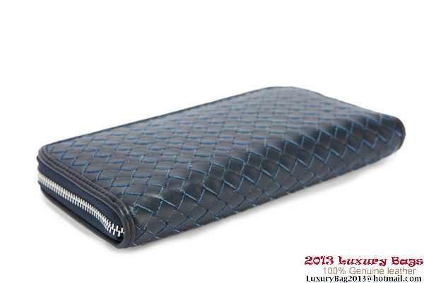 Bottega Veneta Intrecciato Nappa Zippy Wallet 115709-1 Blue