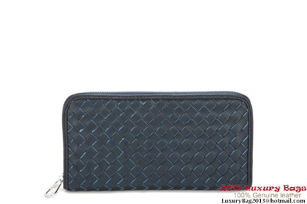 Bottega Veneta Intrecciato Nappa Zippy Wallet 115709-2 Blue