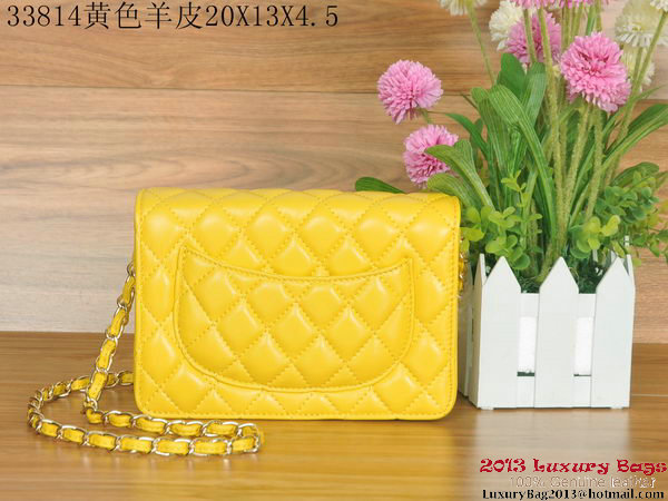 Chanel A33814 Sheepskin Leather mini Flap Bag Yellow