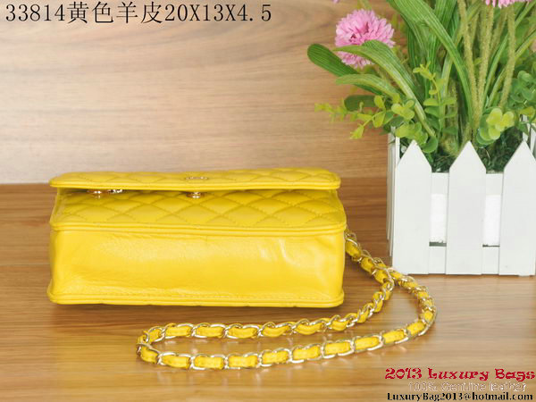 Chanel A33814 Sheepskin Leather mini Flap Bag Yellow