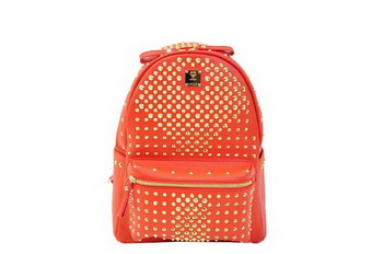 MCM Stark Backpack in Orange Grainy Leather