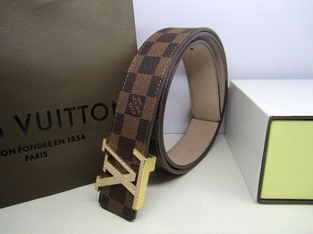 Louis Vuitton Damier Ebene Canvas Belt LV2050 Gold