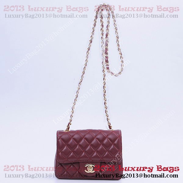 Chanel mini Classic Flap Bag Burgundy Sheekskin 1115 Gold