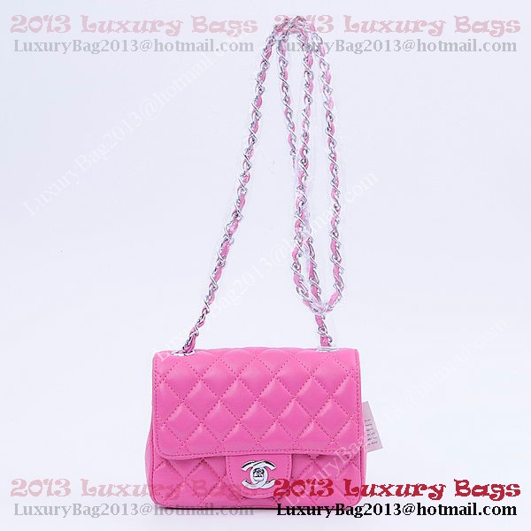 Chanel mini Classic Flap Bag Peach Sheekskin 1115 Silver