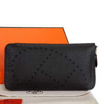 Hermes Evelyn Long Zip Wallet A808 Black