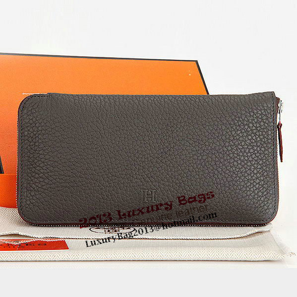 Hermes Zipper Wallet Original Leather A309 Brown