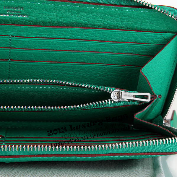 Hermes Zipper Wallet Original Leather A309 Green