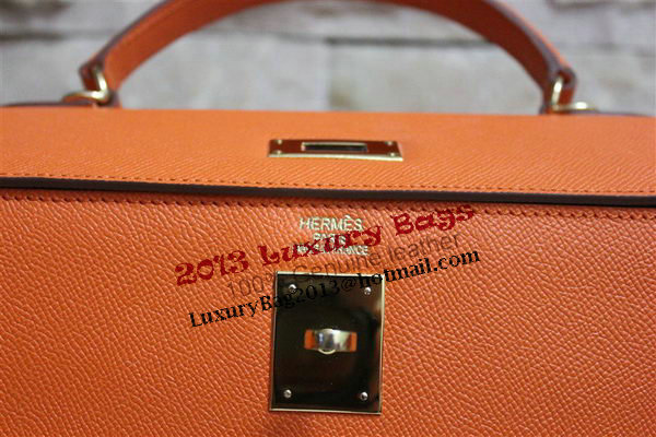 Hermes Kelly 32cm Shoulder Bag Orange Saffiano Leather K32 Gold