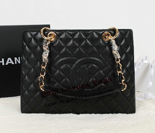 Chanel A50995 Black Original Leather Shoulder Bag Gold