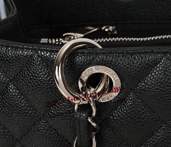 Chanel A50995 Black Original Leather Shoulder Bag Silver