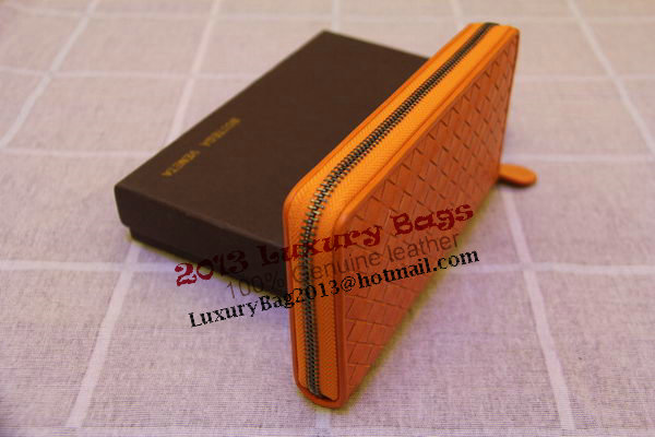 Bottega Veneta Intrecciato Nappa Zip Around Wallet 17004 Light Orange