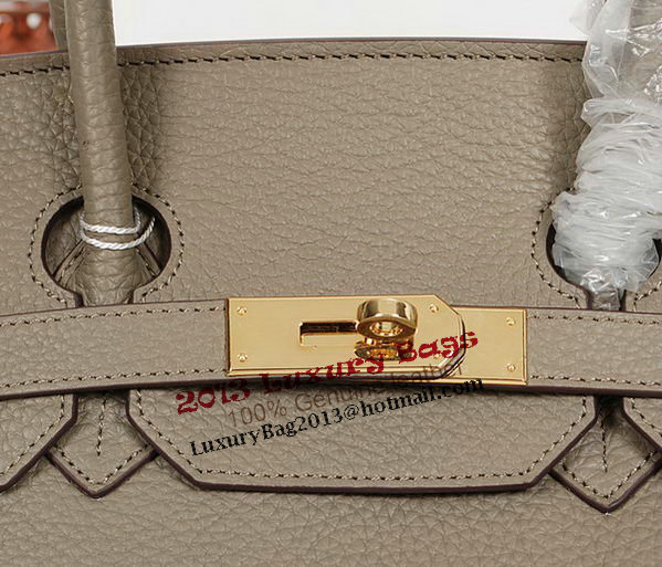 Hermes Birkin 35CM Tote Bag Gray Clemence Leather H35 Gold