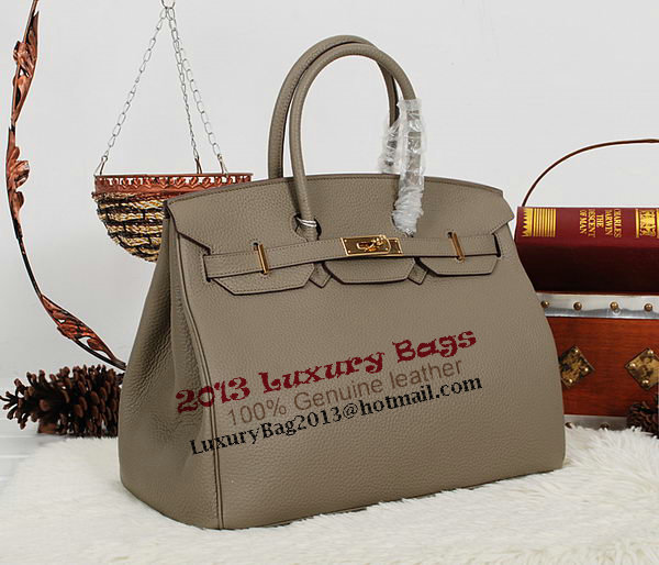 Hermes Birkin 35CM Tote Bag Gray Clemence Leather H35 Gold