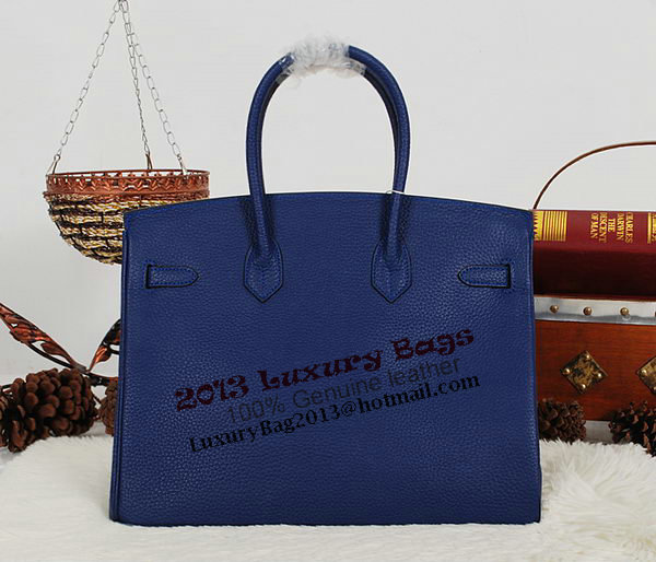 Hermes Birkin 35CM Tote Bag RoyalBlue Clemence Leather H35 Silver