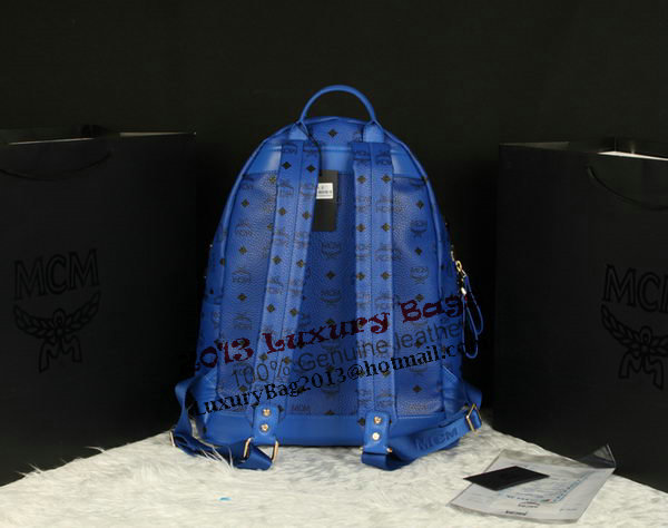 MCM Stark Backpack Jumbo in Calf Leather 8100 Blue