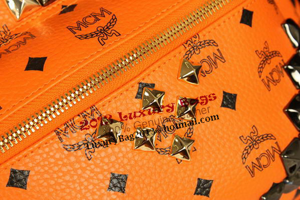 MCM Stark Backpack Jumbo in Calf Leather 8100 Orange