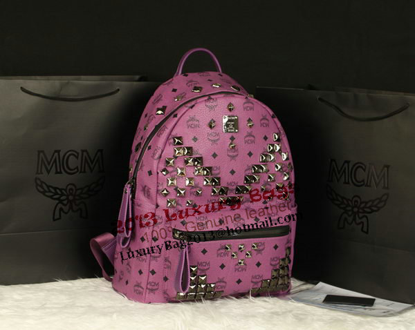 MCM Stark Backpack Jumbo in Calf Leather 8100 Purple