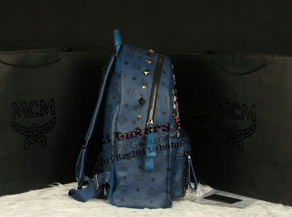 MCM Stark Backpack Jumbo in Calf Leather 8100 RoyalBlue