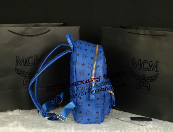 MCM Stark Backpack Large in Calf Leather 8004 Blue